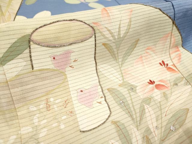 平和屋着物*夏物 お宮参り 女の子 祝着 産着 初着 のしめ 絽 駒刺繍 苫舟萩撫子文 扇面 逸品 DABH5315ea