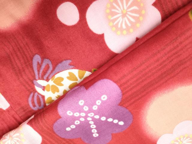 平和屋着物*夏物 浴衣 女の子 子供 鈴舞梅文 綿 逸品 DABH5339ea