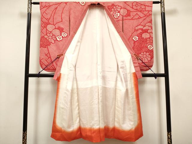 平和屋着物∵女の子 十三参り 子供 祝着 駒刺繍 絞り 束ね熨斗御所車花文 逸品 DABH5353ea