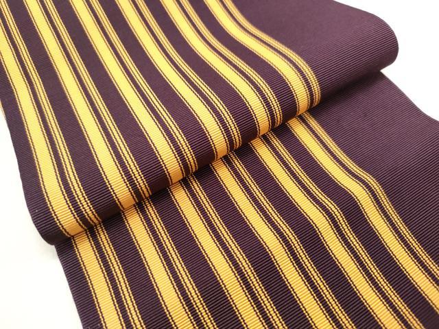 平和屋着物◎本場筑前博多織 両面 半幅帯 間道 証紙付き 正絹 逸品 DABH5363ea