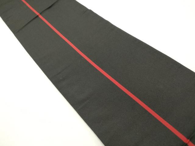 平和屋着物◎本場筑前博多織 半幅帯 舞花文 黒地 正絹 逸品 DABH5367ea