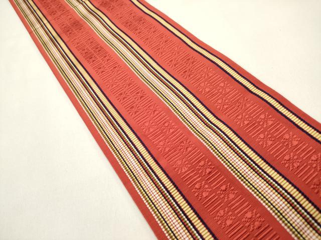 平和屋着物◎本場筑前博多織 半幅帯 間道 正絹 逸品 DABH5371ea