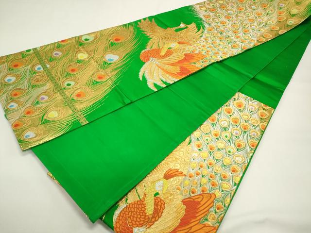 平和屋着物◎六通柄袋帯 唐織 孔雀 金銀糸 正絹 逸品 DABH5378ea