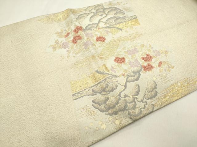 平和屋着物◎太鼓柄袋帯 花松文 金銀糸 正絹 逸品 DABH5380ea