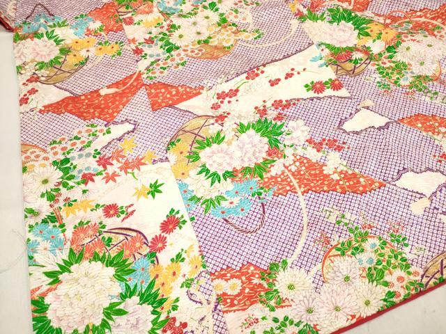 平和屋着物∵女の子 十三参り 子供 祝着 鹿の子花籠文 金彩 逸品 DABH5398ea