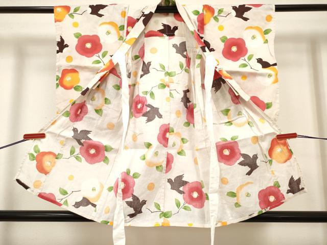 平和屋着物*夏物 綿紅梅 浴衣 女の子 椿 飛鳥文 綿 逸品 DABH5424ea