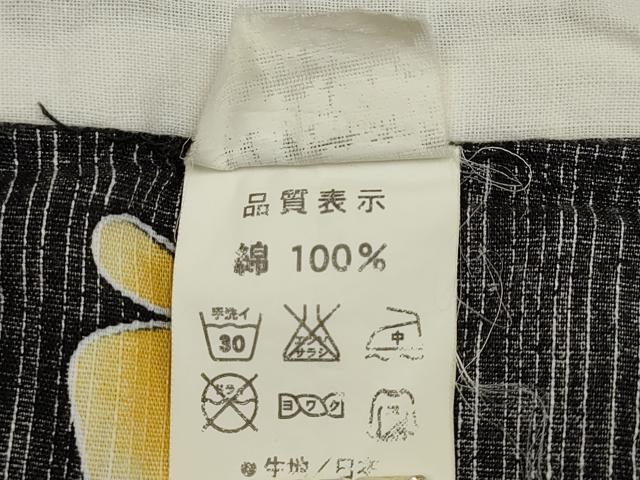 平和屋着物*夏物 浴衣 女の子 チューリップ 枝梅舞蝶文 黒地 綿 DABH5425ea