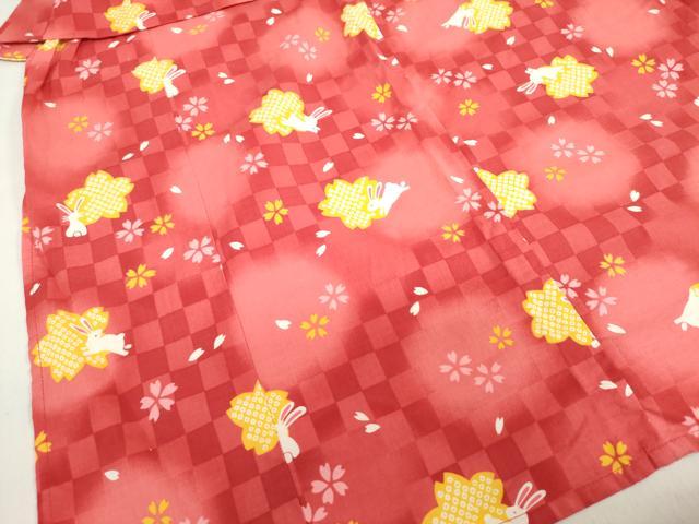 平和屋着物*夏物 浴衣 女の子 跳びうさぎ 舞桜文 日本製 綿 DABH5469ea