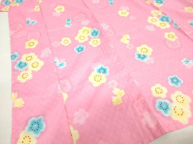 平和屋着物*夏物 浴衣 女の子 舞桜文 金魚 綿 DABH5477ea