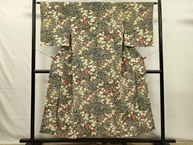 平和屋着物■上質な小紋 草花文 正絹 逸品 DABH5521ya