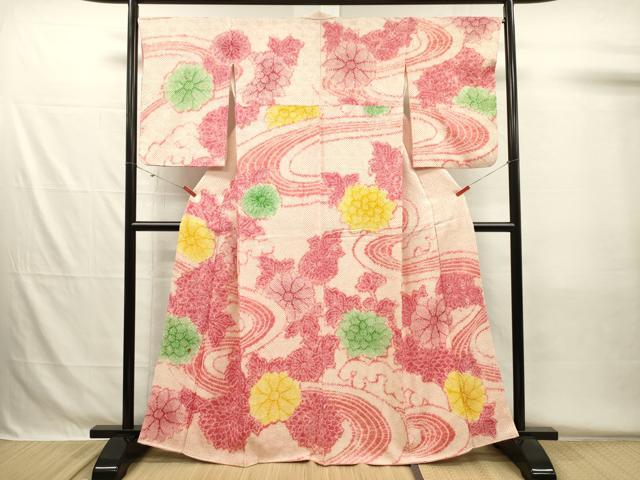 平和屋着物■訪問着 総絞り 流水菊文 正絹 逸品 DABH5530ya