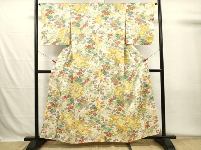 平和屋着物■上質な小紋 草花文 金彩 正絹 逸品 DABH5533ya