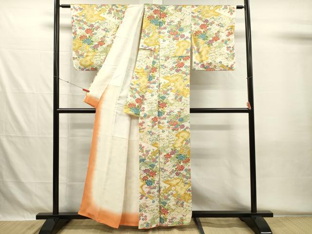 平和屋着物■上質な小紋 草花文 金彩 正絹 逸品 DABH5533ya