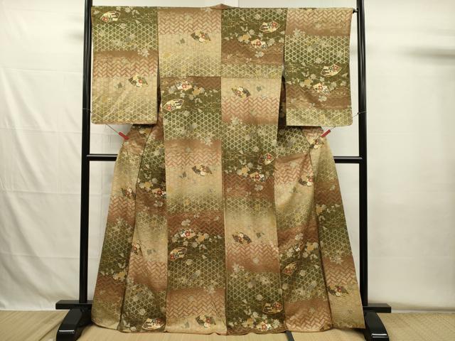 平和屋着物■上質な小紋 地紙花文 暈し染め 金彩 正絹 逸品 DABH5534ya