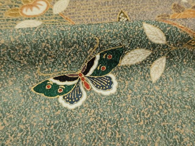 平和屋着物■上質な小紋 舞蝶花文 金彩 正絹 逸品 DABH5545ya