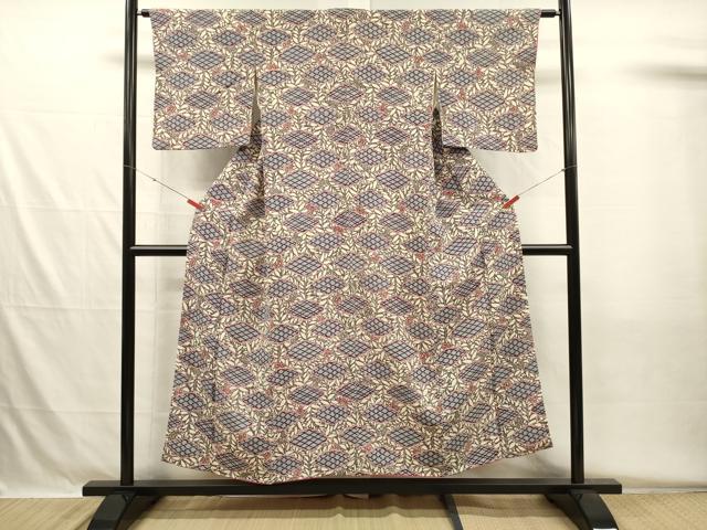 平和屋着物■上質な小紋 雲取り枝葉文 正絹 逸品 DABH5563ya