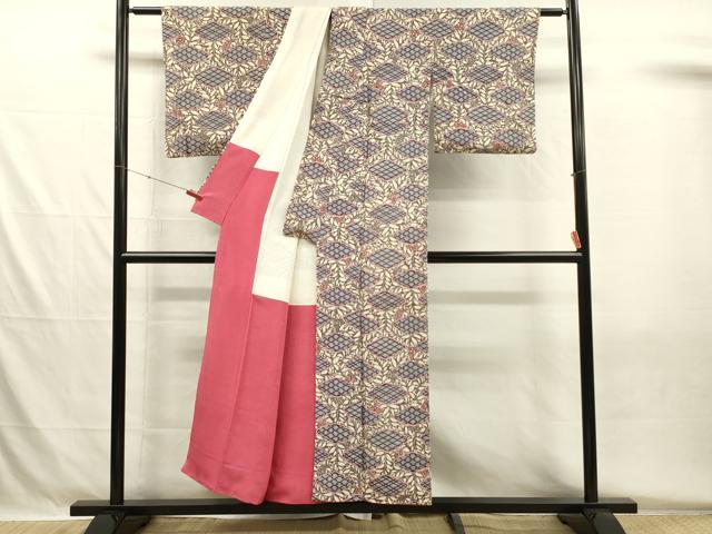 平和屋着物■上質な小紋 雲取り枝葉文 正絹 逸品 DABH5563ya