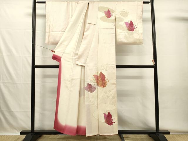 平和屋着物■訪問着 駒刺繍 舞蝶文 金銀彩 正絹 逸品 DABH5564ya