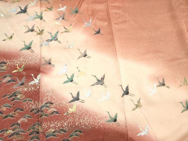 平和屋着物■訪問着 螺鈿 飛鶴松文 暈し染め 金銀彩 正絹 逸品 DABH5572ya