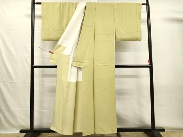 平和屋着物■上質な色無地 霞地紋 抹茶色 正絹 逸品 DABH5576ya
