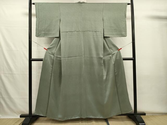 平和屋着物■上質な色無地 霰地紋 山葵色 正絹 逸品 DABH5585ya