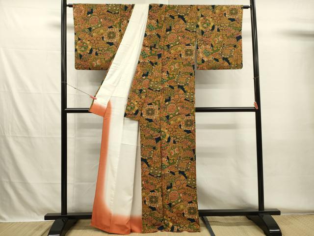 平和屋着物■上質な小紋 陶器花文 正絹 逸品 DABH5587ya