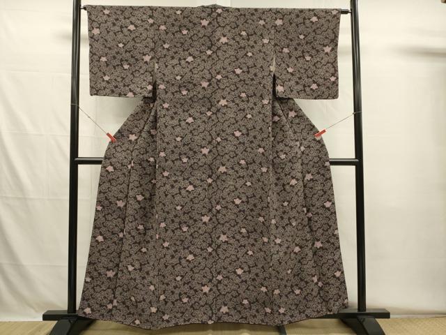 平和屋着物■上質な小紋 舞楓文 黒地 正絹 逸品 DABH5598ya
