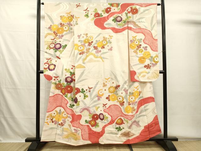 平和屋着物■豪華振袖 駒刺繍 絞り 流水花文 金彩 正絹 逸品 DABH5602ya