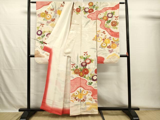 平和屋着物■豪華振袖 駒刺繍 絞り 流水花文 金彩 正絹 逸品 DABH5602ya