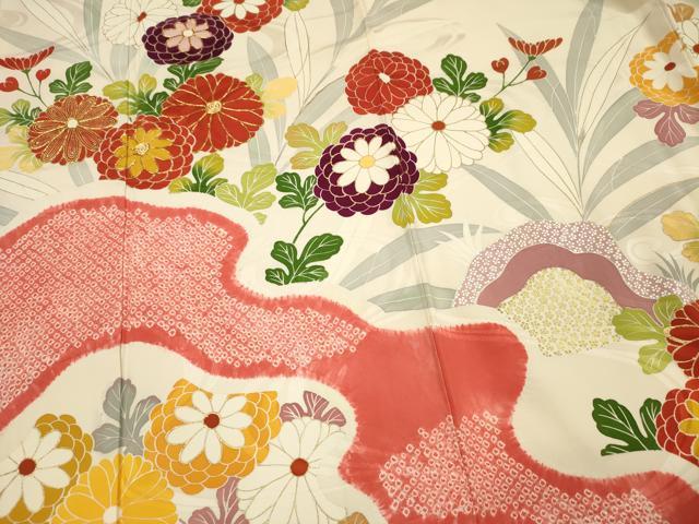 平和屋着物■豪華振袖 駒刺繍 絞り 流水花文 金彩 正絹 逸品 DABH5602ya