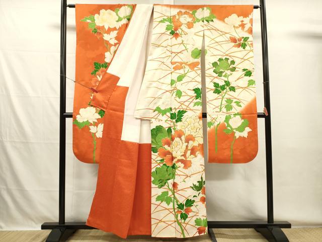 平和屋着物■豪華振袖 駒刺繍 牡丹 暈し染め 金彩 正絹 逸品 DABH5604ya