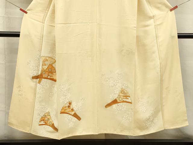 平和屋着物■訪問着 駒刺繍 扇面花松文 舞桜 金銀彩 正絹 逸品 DABH5609ya