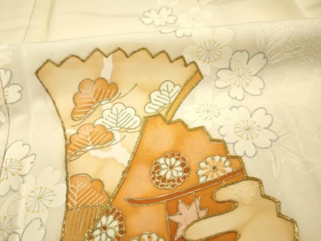 平和屋着物■訪問着 駒刺繍 扇面花松文 舞桜 金銀彩 正絹 逸品 DABH5609ya