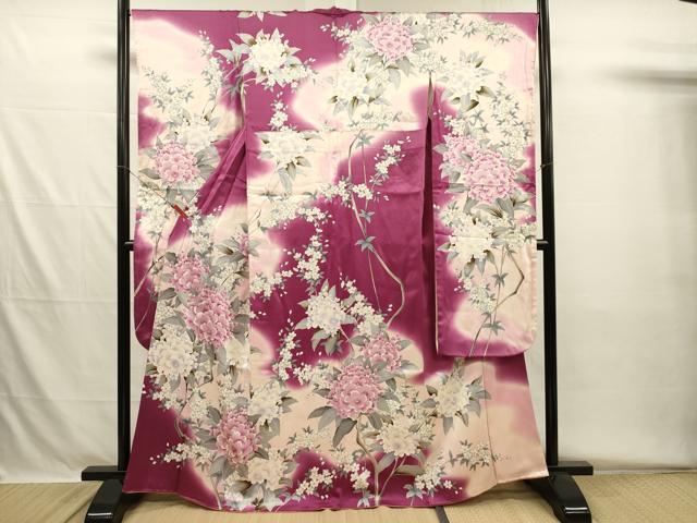 平和屋着物■豪華振袖 草花文 舞桜 暈し染め 正絹 逸品 DABH5612ya