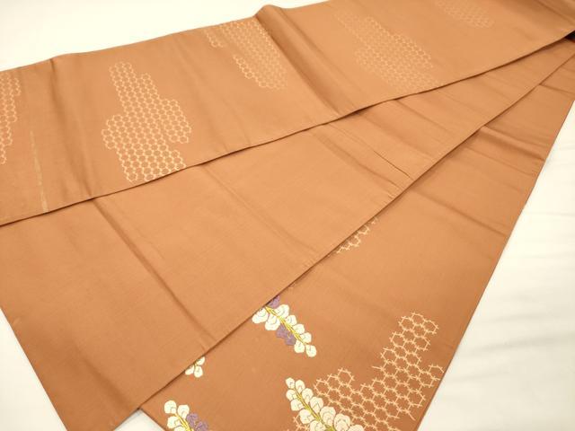 平和屋着物◎太鼓柄袋帯 唐織 枝垂れ藤 金糸 正絹 逸品 DABH5629ya