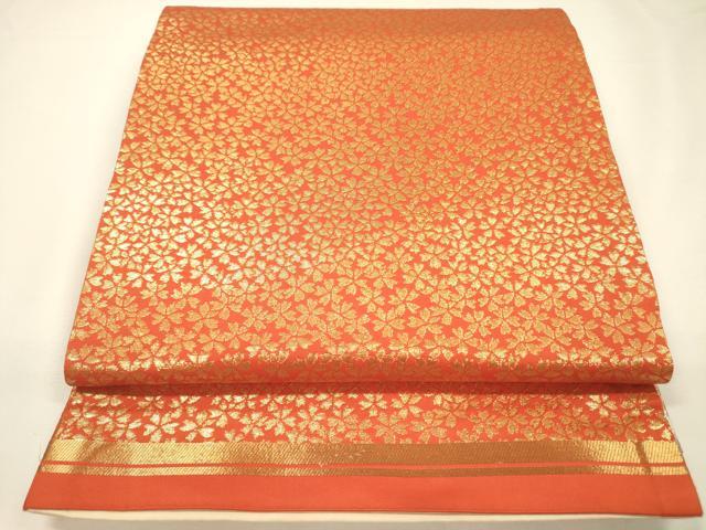 平和屋着物◎両面 全通柄袋帯 舞桜文 金銀糸 正絹 逸品 DABH5649ya