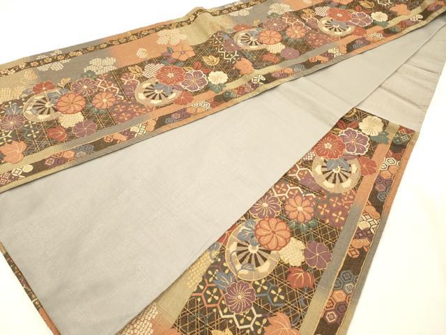 平和屋着物◎六通柄袋帯 花車文 金糸 正絹 逸品 DABH5651ya