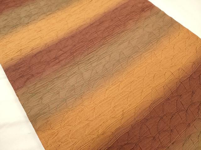 平和屋着物◎全通柄袋帯 ふくれ織 霞文 正絹 逸品 DABH5653ya