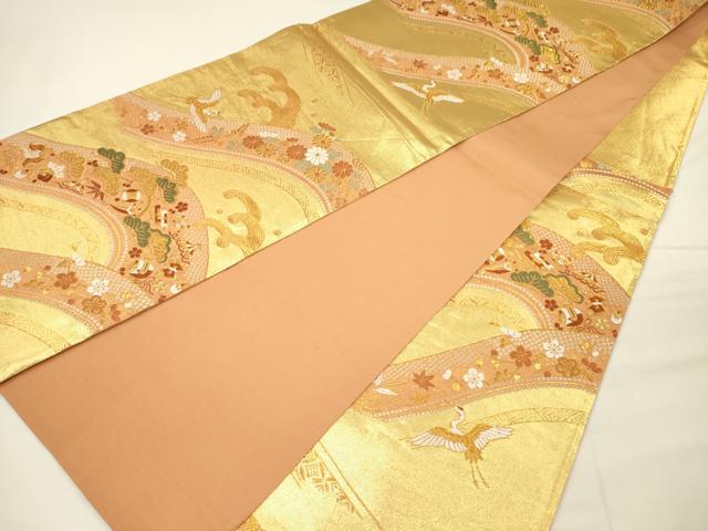 平和屋着物◎西陣 野々村織物謹製 六通柄袋帯 唐織 刺繍 小袖 宝尽くし 金糸 証紙付き 正絹 逸品 DABH5663ya