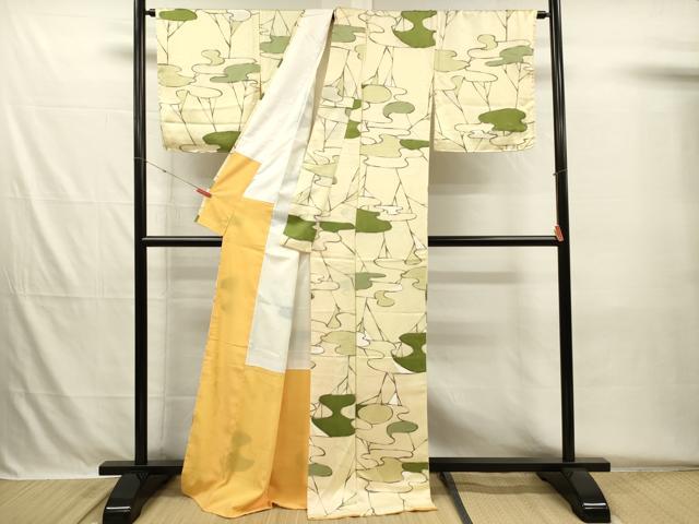 平和屋着物■上質な小紋 手描き 抽象文様 正絹 逸品 DABH5675ya