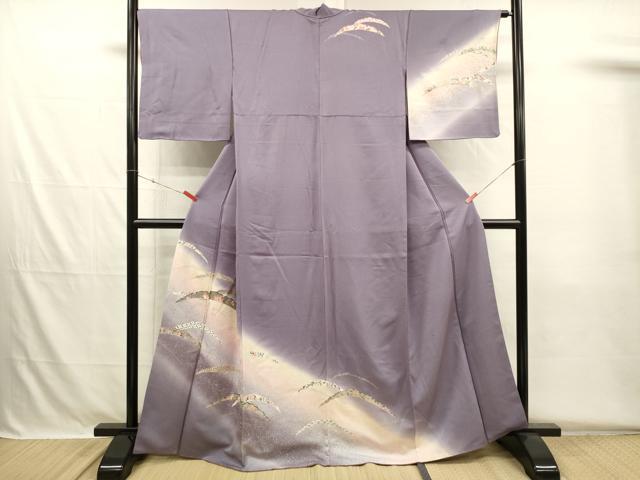 平和屋着物■訪問着 雪芝花文 暈し染め 金銀彩 正絹 逸品 DABH5689ya