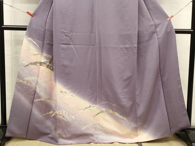 平和屋着物■訪問着 雪芝花文 暈し染め 金銀彩 正絹 逸品 DABH5689ya