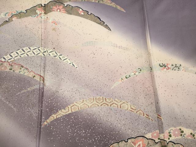平和屋着物■訪問着 雪芝花文 暈し染め 金銀彩 正絹 逸品 DABH5689ya