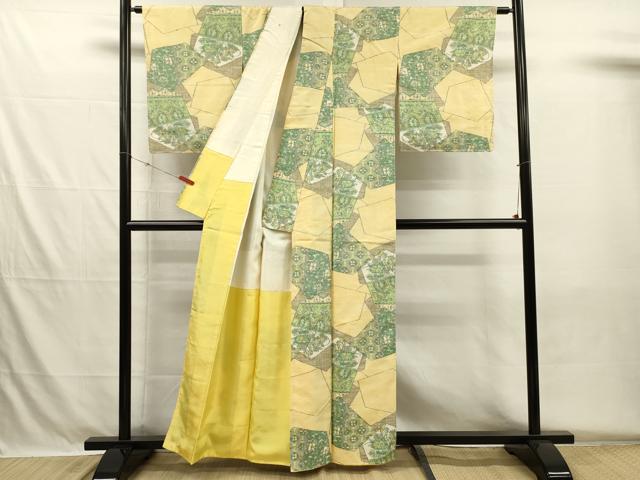 平和屋着物■上質な紬 幾何学花文 正絹 逸品 DABH5692ya