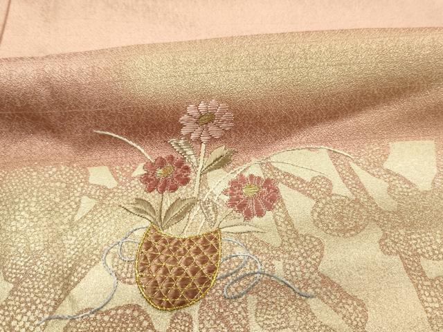 平和屋着物■訪問着 刺繍 飾花文 暈し染め 金彩 正絹 逸品 DABH5707ya