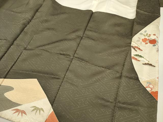 平和屋着物■豪華振袖 駒刺繍 扇面御所車飛鶴花松文 鴛鴦 金彩 正絹 逸品 DABH5746ya
