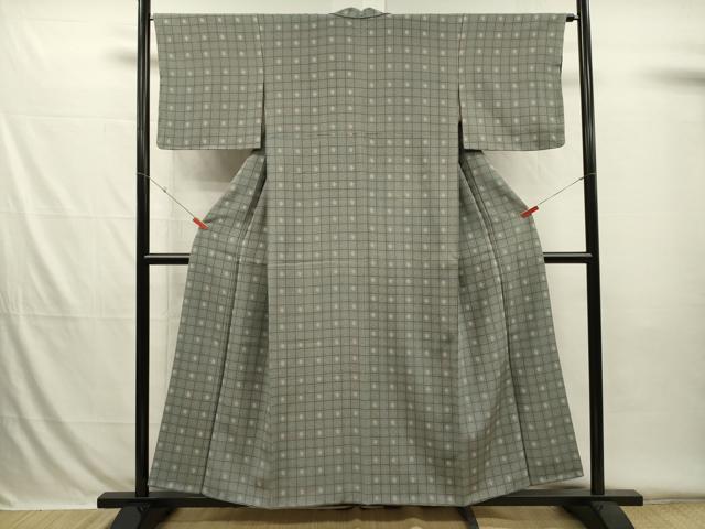 平和屋着物■上質な小紋 変わり格子 正絹 逸品 DABH5778ya