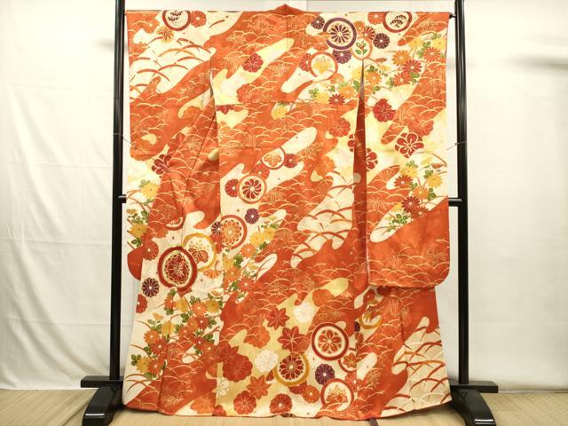 平和屋着物□豪華振袖 駒刺繍 草花文 松竹梅 金彩 正絹 逸品 DABH5784ya