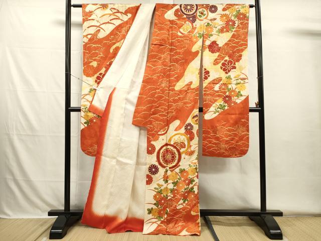 平和屋着物■豪華振袖 駒刺繍 草花文 松竹梅 金彩 正絹 逸品 DABH5784ya