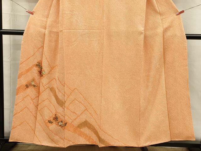 平和屋着物■訪問着 絞り 刺繍 草花文 金糸 正絹 逸品 DABH5789ya